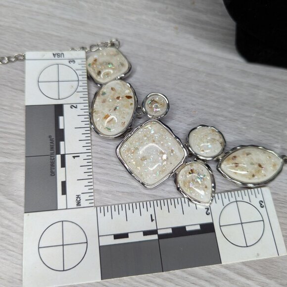 So Jelly White & Silver Tone Sparkly Paparazzi Necklace with Lobster Claw Clasp - Picture 10 of 10